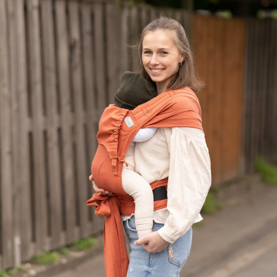 Fidella Flyclick Plus Cubic Lines Rouge Rouille - Taille Bambin Porte-bébé Halfbuckle