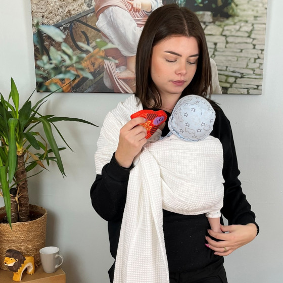 Naturioù Ring Sling Gaufré Blanc - écharpe de portage sans nœud