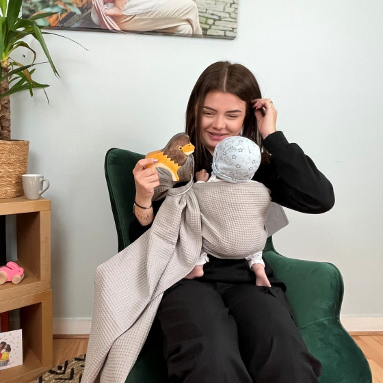 Naturioù Ring Sling Gaufré Gris Clair - écharpe de portage sans nœud