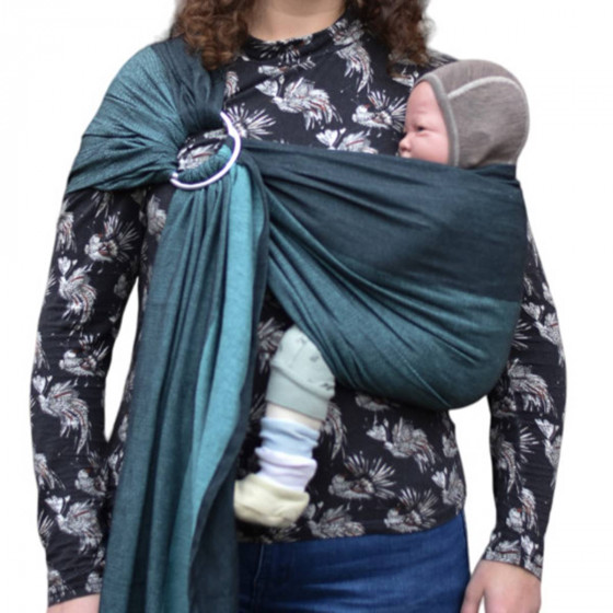 Yaro Newborn Mint Black - Ring Sling Tissé