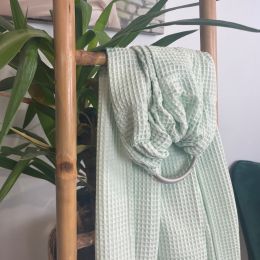 Naturioù Ring Sling Gaufré Vert - écharpe de portage sans noeud