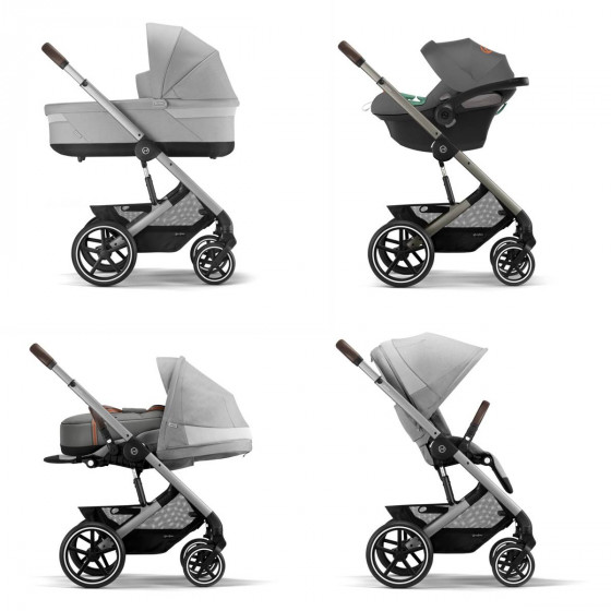 Travel System de la Cybex Balios S Lux 2 Lava Grey Chassis Silver - Poussette tout-terrain combinée