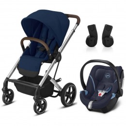 Cybex Pack Duo Poussette Balios S Lux + coque Aton 5 - Silver / Navy Blue