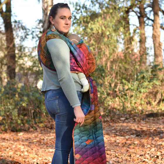 Yaro Kite Trinity Red Green Blue Double Rainbow - Écharpe de portage tissée