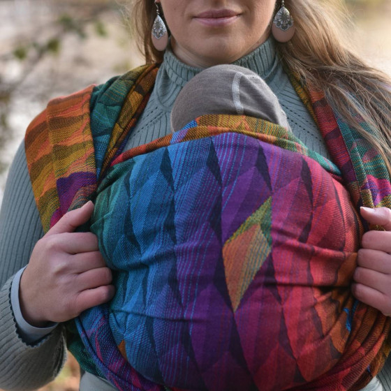 Yaro Kite Trinity Red Green Blue Double Rainbow - Écharpe de portage tissée