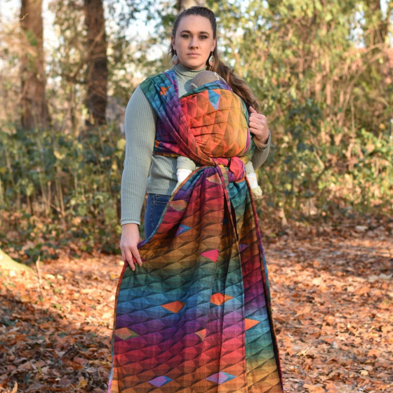 Yaro Kite Trinity Red Green Blue Double Rainbow - Ring Sling tissé