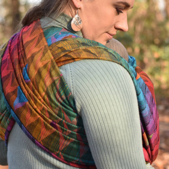 Yaro Kite Trinity Red Green Blue Double Rainbow - Ring Sling tissé