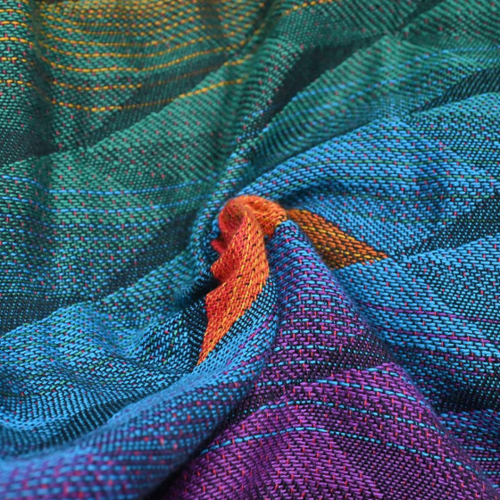 Yaro Kite Trinity Red Green Blue Double Rainbow - Ring Sling tissé