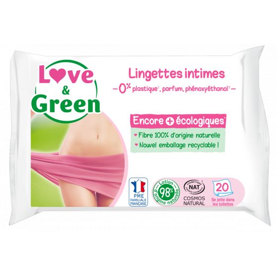 Love and Green Wipes intimate soothing x20