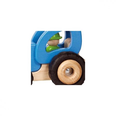 Tracteur bleu en bois par Goki
