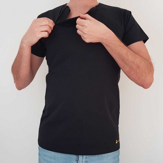 Naturioù T-shirt peau-à-peau pour homme zippé