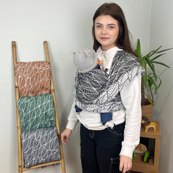 Naturiou Millefeuilles Noir - Écharpe de Portage Tissée en Jacquard