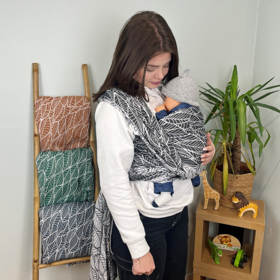 Naturiou Millefeuilles Noir - Écharpe de Portage Tissée en Jacquard