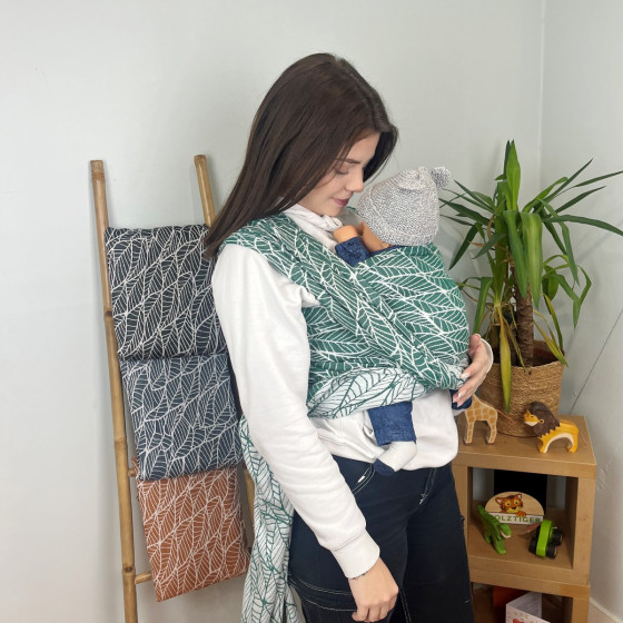 Naturiou Millefeuilles Émeraude - Écharpe de Portage Tissée en Jacquard