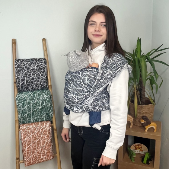 Naturiou Millefeuilles Marine - Écharpe de Portage Tissée en Jacquard