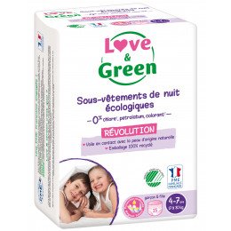 Love and Green Sous-vêtements de nuit écologiques enfants 4-7 ans (17 à 30 kg) x 15