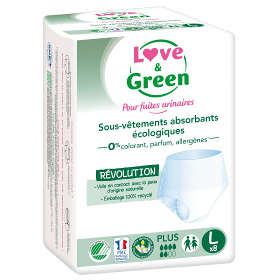 Love and Green Sous-vêtements absorbants écologiques PLUS – Pour fuites urinaires