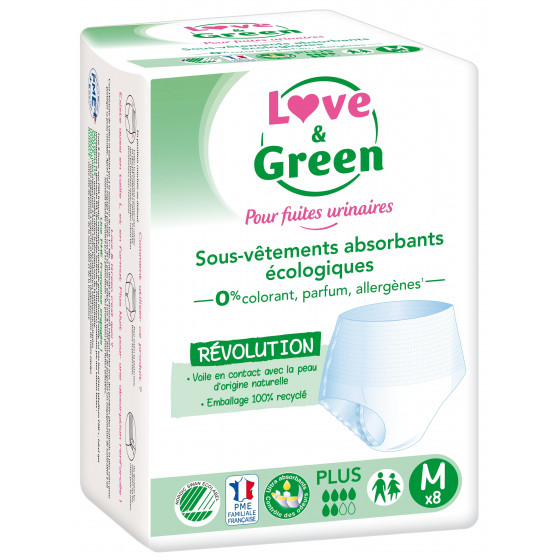 Love and Green Sous-vêtements absorbants écologiques PLUS – Pour fuites urinaires