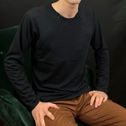 Naturioù T-shirt peau-à-peau pour homme zippé avec manches longues