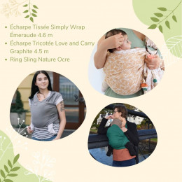 Pack baby wearing consultant with babay wraps and ring sling