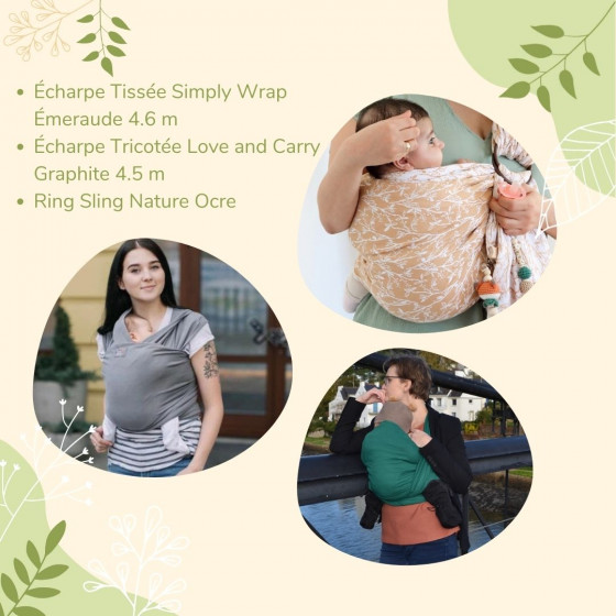 Pack Monitrices écharpes : tissée, tricotée et ring sling