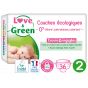 Love and green disposable diapers size 2 (3 to 6 kg) x36