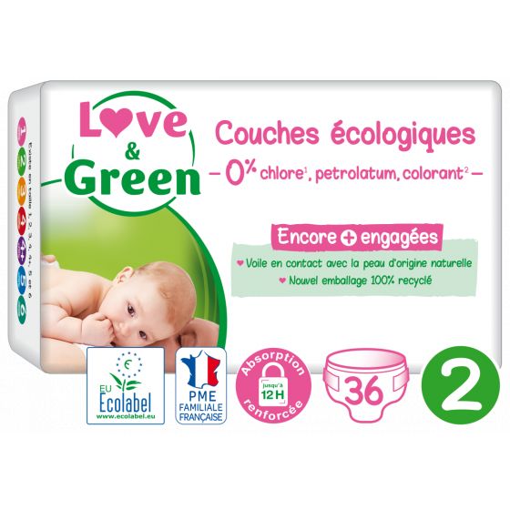 Love and green disposable diapers size 2 (3 to 6 kg)