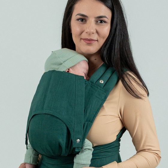 Isara Quick Half Buckle Evergreen Linen - porte-bébé Meï-taï Hybride en lin