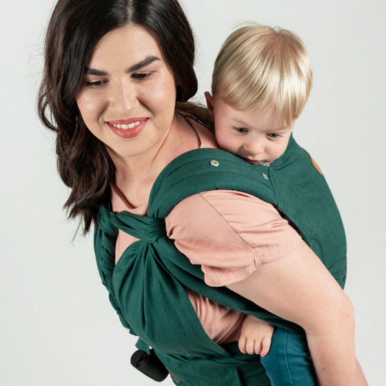 Isara Quick Half Buckle Evergreen Linen Baby carrier