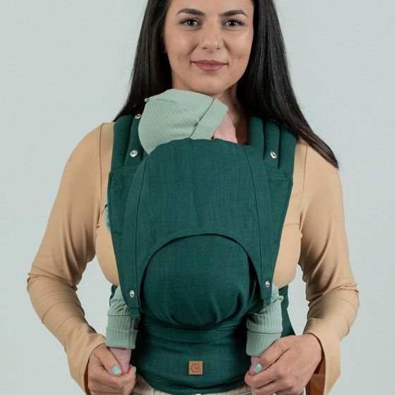 Isara Quick Half Buckle Evergreen Linen Baby carrier