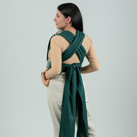 Isara Quick Half Buckle Evergreen Linen - porte-bébé Meï-taï Hybride en lin
