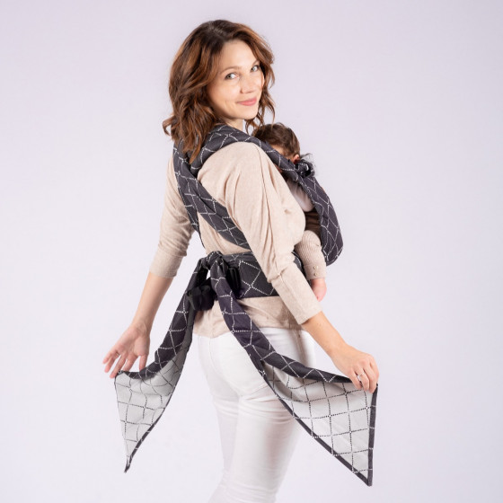 Isara Quick Half Buckle Diamonda Black - porte-bébé Meï-taï Hybride