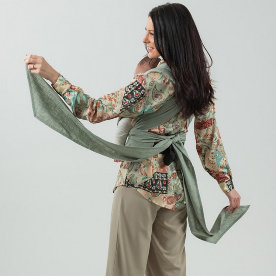 Isara Quick Half Buckle Sage Green Linen Baby carrier