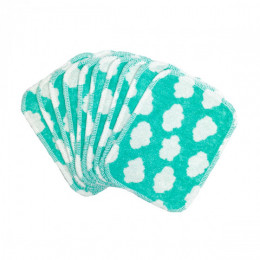 Totsbots Washable Cloths Bamboo Printed x10 - Fluffy Cloud