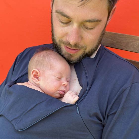 Naturioù T-shirt peau-à-peau pour homme zippé avec manches longues