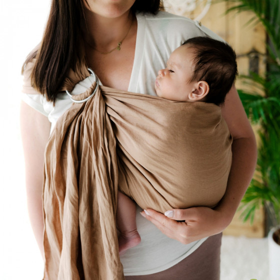 Little Frog Ring Sling - Pure Linen Almond - en lin