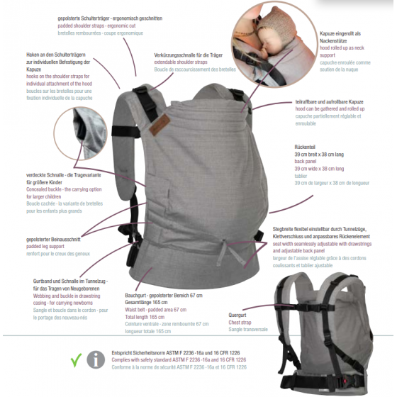 Hoppediz Buckle Kos - Organic coton evolutive carrier