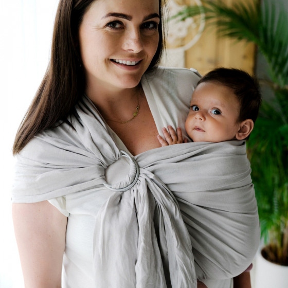 Little Frog Ring Sling - Pure Linen Fossil - en lin