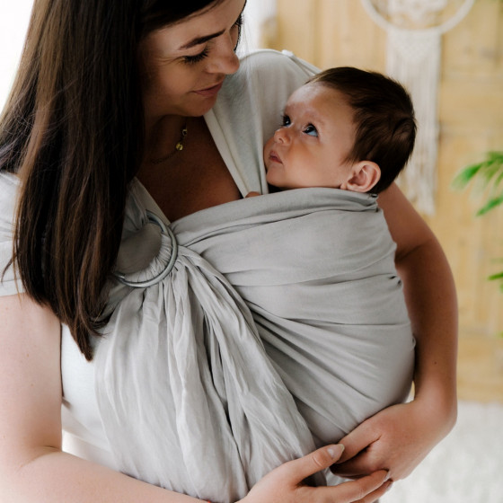 Little Frog Ring Sling - Pure Linen Fossil - en lin