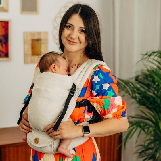 LennyLamb LennyLight Marzipan - Porte-bébé Nouveau-né avec du Lin