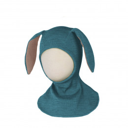 Manymonths Bunny Hood UNIQUE - Cagoule lapin en laine mérinos - Sea Grotto