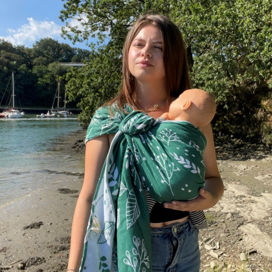 Naturiou Ring Sling Botanie Émeraude - écharpe de portage sans nœud