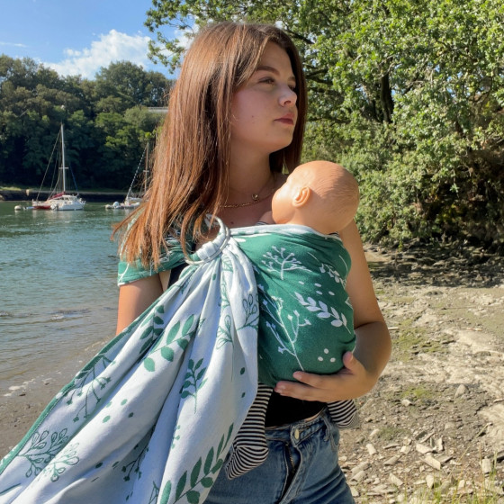 Naturiou Ring Sling Botanie Émeraude - écharpe de portage sans nœud