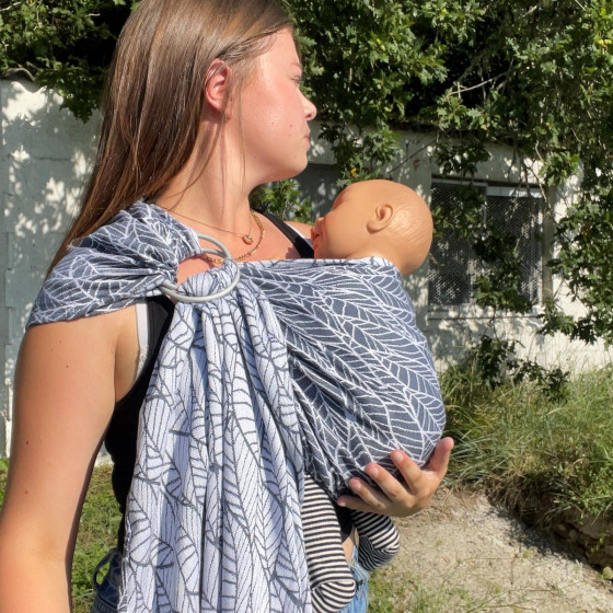 Naturiou Ring Sling Millefeuilles Marine - écharpe de portage sans nœud