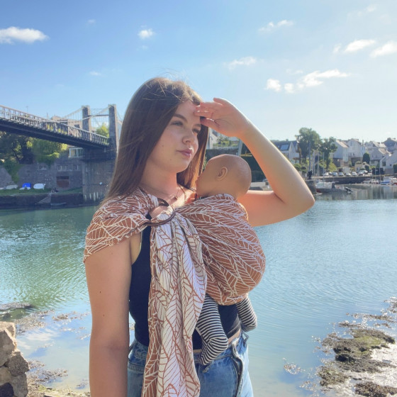 Naturiou Ring Sling Millefeuilles Caramel - écharpe de portage sans nœud