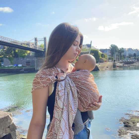 Naturiou Ring Sling Millefeuilles Caramel - écharpe de portage sans nœud