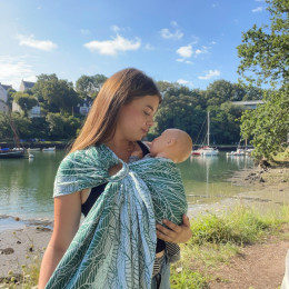 Naturiou Ring Sling Millefeuilles Émeraude - écharpe de portage sans nœud