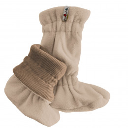 Manymonths adjustable winter booties - Nutty Granola (extérieur polaire noix de coco / intérieur laine marron clair)