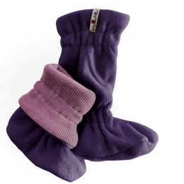Manymonths adjustable winter booties - Vintange Pink (extérieur polaire rose / intérieur laine mauve)