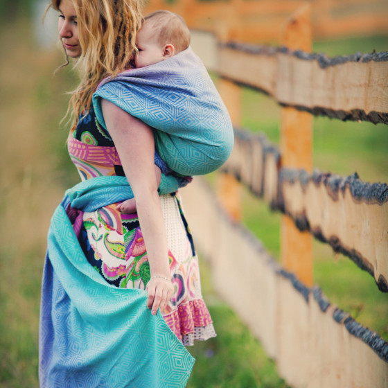Little Frog Baby wrap - Linen Aurora Cube